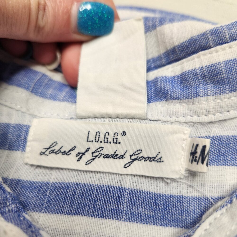 H&M Blue and White Striped Button Down Shirt - Picture 9 of 13